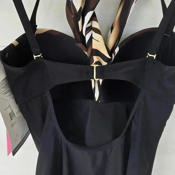 Christina Women's 5 Way Trickster Waist Minimizer Swimsuit Black Tiger Sz 12 NWT - Picture 10 of 11